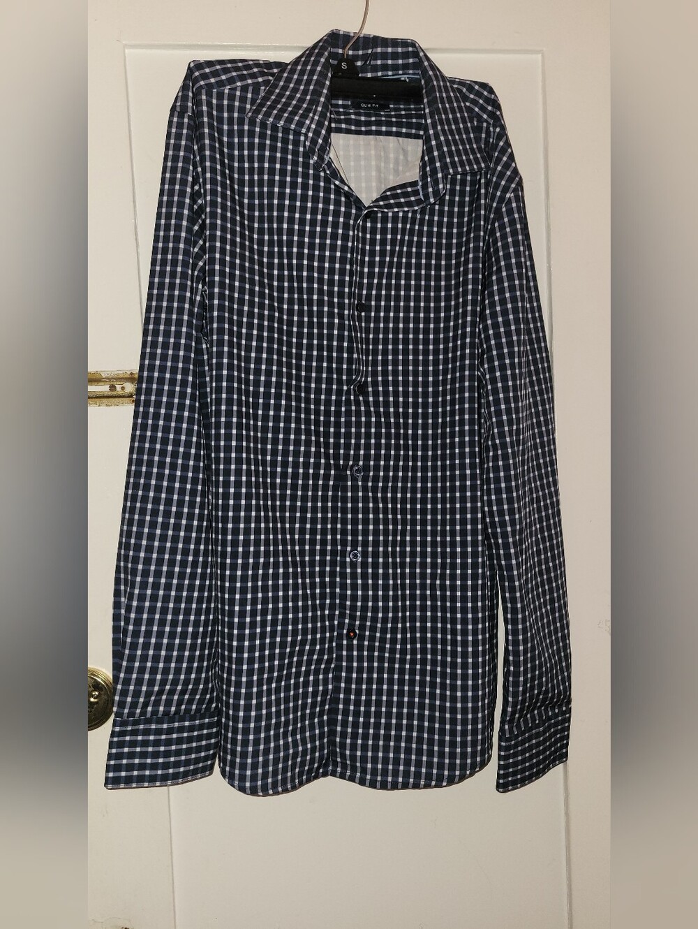 Nautica Navy and White Checked Button-Down Shirt